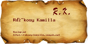 Rákosy Kamilla névjegykártya